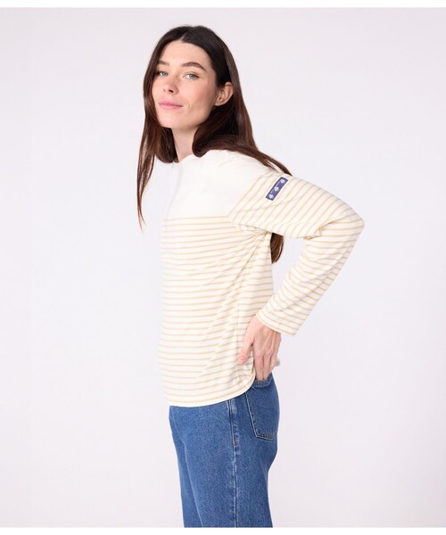 プチバトー 肩ボタン ラメニットプルオーバー PETIT BATEAU（プチバトー）の「肩ボタンラメニットプルオーバー