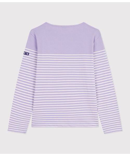 PETIT BATEAU(プチバトー)の「マリニエールプルオーバー(ニット/セーター・レディース・オフホワイト/ホワイト×グリーン/パープル・XX-SMALL/X-SMALL/SMALL/MEDIUM)」の8枚目の写真