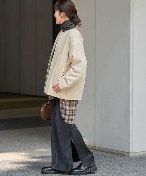 ジャーナルスタンダード レリューム（JOURNAL STANDARD relume）/パフィーノーカラーサイドジップブルゾン パフィーノーカラーサイドジップブルゾン（その他アウター）｜JOURNAL