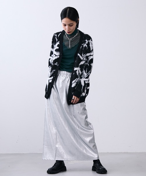 MONOe（モノエ）の「フェイクレザーメタルロングスカート（スカート・レディース・ホワイト/ボルドー/ブラック・SMALL/MEDIUM）」の6枚目の写真