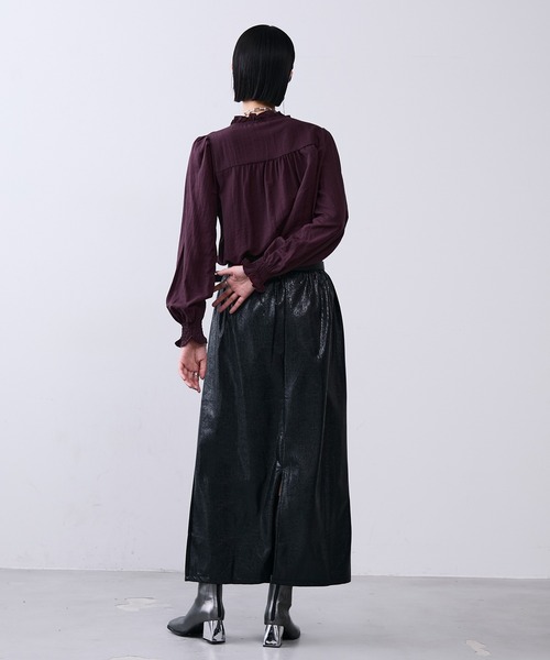 MONOe（モノエ）の「フェイクレザーメタルロングスカート（スカート・レディース・ホワイト/ボルドー/ブラック・SMALL/MEDIUM）」の17枚目の写真
