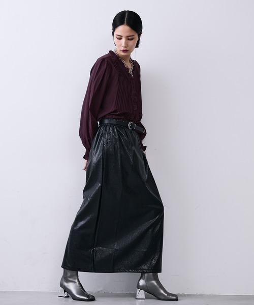 MONOe（モノエ）の「フェイクレザーメタルロングスカート（スカート・レディース・ホワイト/ボルドー/ブラック・SMALL/MEDIUM）」の20枚目の写真