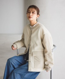 studio CLIP | ノーカラー切り替えボアブルゾン(その他アウター)