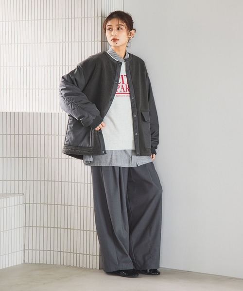 studio CLIP（スタディオクリップ）の「ノーカラー切り替えボアブルゾン（その他アウター・レディース・チャコール/アイボリー/ベージュ・FREE）」の9枚目の写真
