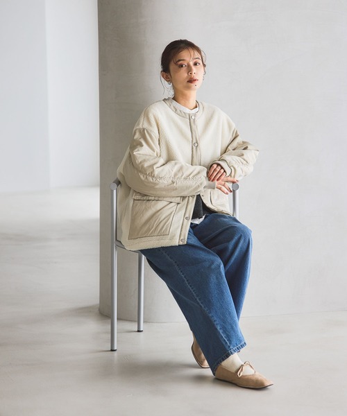 studio CLIP（スタディオクリップ）の「ノーカラー切り替えボアブルゾン（その他アウター・レディース・チャコール/アイボリー/ベージュ・FREE）」の11枚目の写真