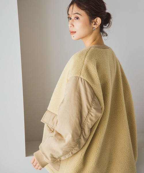 studio CLIP（スタディオクリップ）の「ノーカラー切り替えボアブルゾン（その他アウター・レディース・チャコール/アイボリー/ベージュ・FREE）」の17枚目の写真
