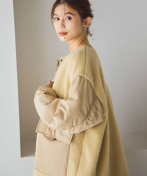 studio CLIP（スタディオクリップ）の「ノーカラー切り替えボアブルゾン（その他アウター・レディース・チャコール/アイボリー/ベージュ・FREE）」の18枚目の写真