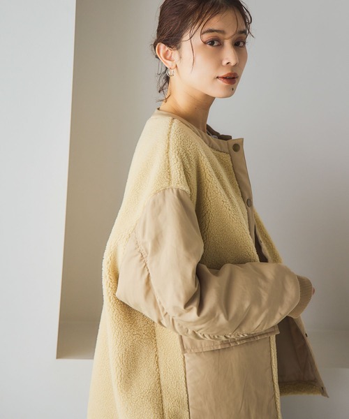 studio CLIP（スタディオクリップ）の「ノーカラー切り替えボアブルゾン（その他アウター・レディース・チャコール/アイボリー/ベージュ・FREE）」の21枚目の写真