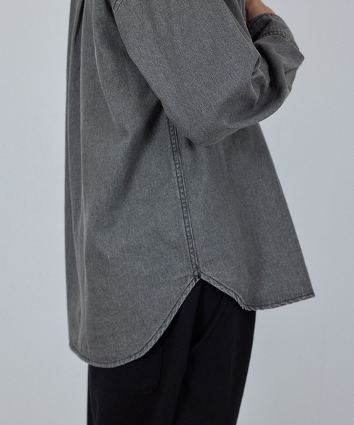 NAVY（ネイビー）の「nAvy ルーズデニムスタンドカラーシャツ（シャツ/ブラウス・メンズ・ブルー系/ブラック系・XL/L/M/S）」の3枚目の写真