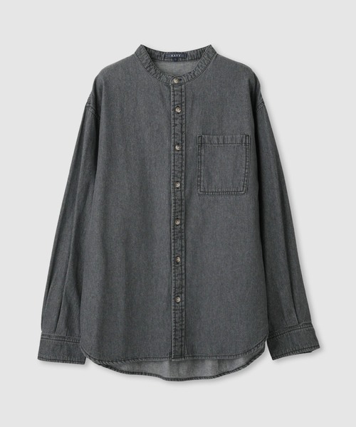 NAVY（ネイビー）の「nAvy ルーズデニムスタンドカラーシャツ（シャツ/ブラウス・メンズ・ブルー系/ブラック系・XL/L/M/S）」の17枚目の写真