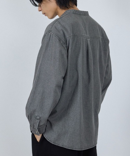 NAVY（ネイビー）の「nAvy ルーズデニムスタンドカラーシャツ（シャツ/ブラウス・メンズ・ブルー系/ブラック系・XL/L/M/S）」の12枚目の写真