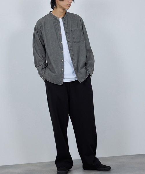 NAVY（ネイビー）の「nAvy ルーズデニムスタンドカラーシャツ（シャツ/ブラウス・メンズ・ブルー系/ブラック系・XL/L/M/S）」の8枚目の写真