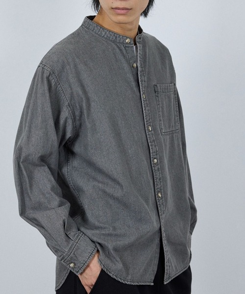 NAVY（ネイビー）の「nAvy ルーズデニムスタンドカラーシャツ（シャツ/ブラウス・メンズ・ブルー系/ブラック系・XL/L/M/S）」の10枚目の写真