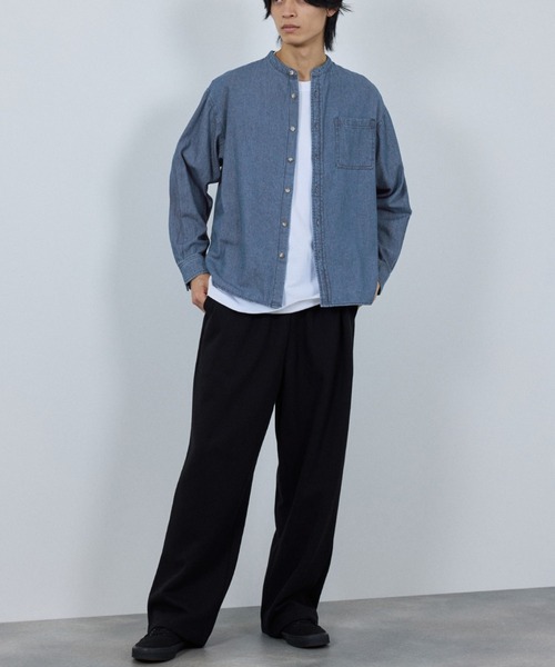 NAVY（ネイビー）の「nAvy ルーズデニムスタンドカラーシャツ（シャツ/ブラウス・メンズ・ブルー系/ブラック系・XL/L/M/S）」の13枚目の写真