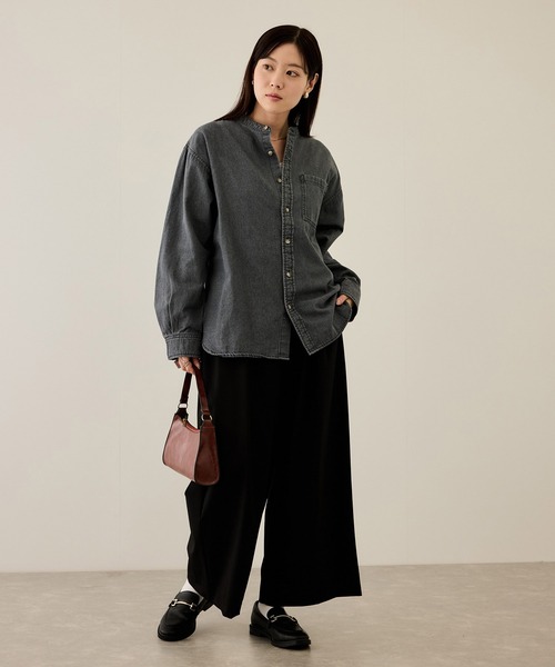 NAVY（ネイビー）の「nAvy ルーズデニムスタンドカラーシャツ（シャツ/ブラウス・メンズ・ブルー系/ブラック系・XL/L/M/S）」の21枚目の写真