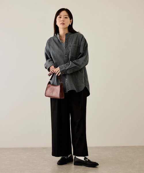 NAVY（ネイビー）の「nAvy ルーズデニムスタンドカラーシャツ（シャツ/ブラウス・メンズ・ブルー系/ブラック系・XL/L/M/S）」の22枚目の写真