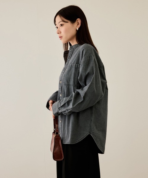 NAVY（ネイビー）の「nAvy ルーズデニムスタンドカラーシャツ（シャツ/ブラウス・メンズ・ブルー系/ブラック系・XL/L/M/S）」の20枚目の写真