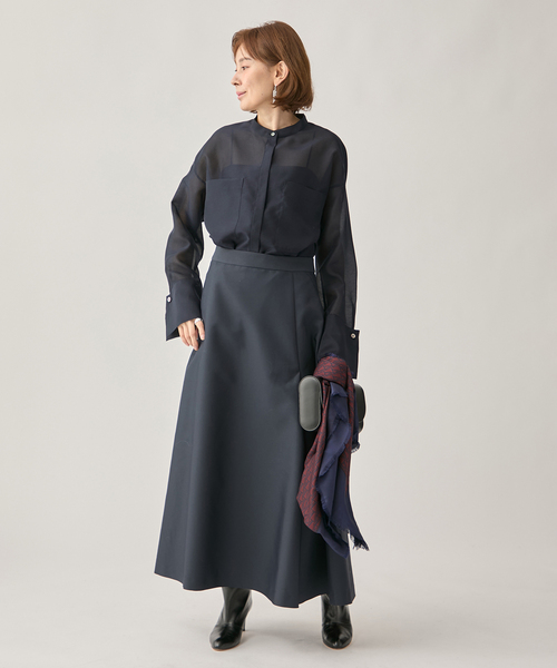 VERMEIL par iena(ヴェルメイユパーイエナ)の「ブライトオーガンジーシャツ(シャツ/ブラウス・レディース・ピンク/ネイビー・FREE)」の8枚目の写真