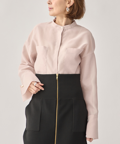 VERMEIL par iena(ヴェルメイユパーイエナ)の「ブライトオーガンジーシャツ(シャツ/ブラウス・レディース・ピンク/ネイビー・FREE)」の12枚目の写真