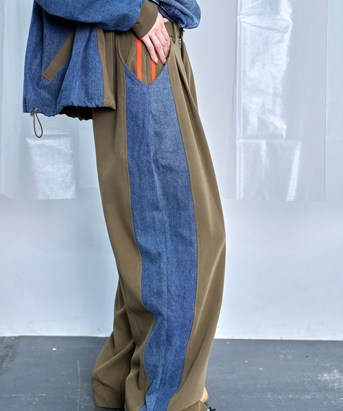 Nora Lily（ノラリリー）の「【Nora Lily】Denim Combo Relax Pants（その他パンツ・メンズ・ブラック系/カーキ系・FREE）」の13枚目の写真