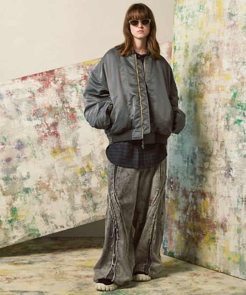 UNISEX》Denim Switching Alien Wide Pants/デニム切り替えエイリアン