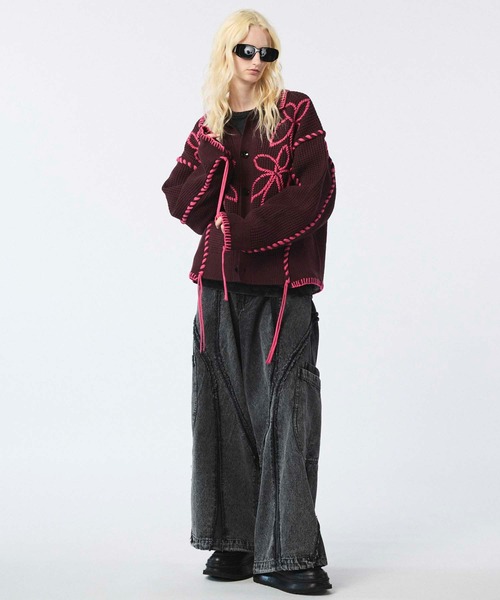 UNISEX》Denim Switching Alien Wide Pants/デニム切り替えエイリアン