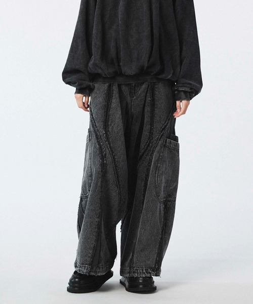 メゾンスペシャル　黒デニム UNISEX》Denim Switching Alien Wide Pants/デニム切り替えエイリアン