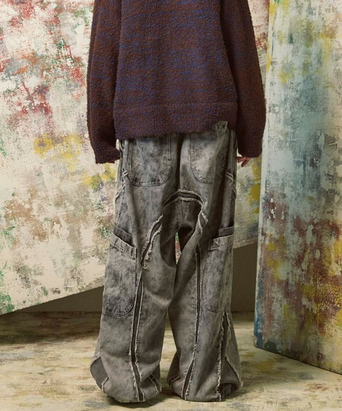 UNISEX》Denim Switching Alien Wide Pants/デニム切り替えエイリアン