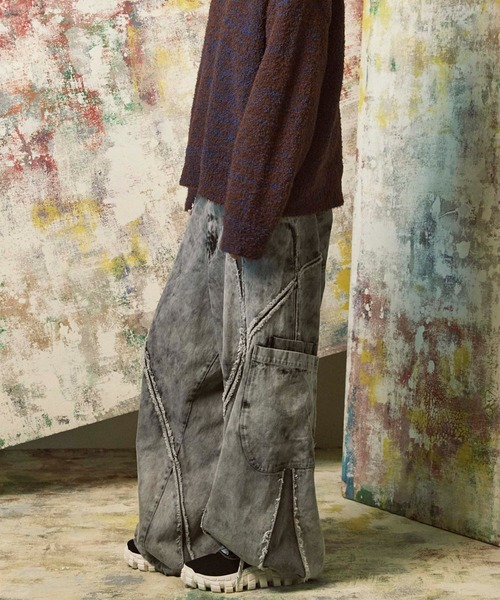 UNISEX》Denim Switching Alien Wide Pants/デニム切り替えエイリアン