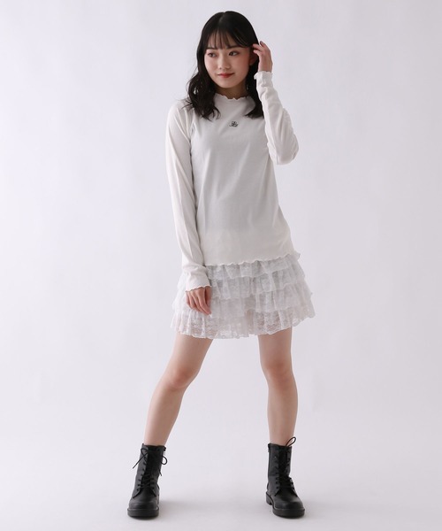 repipi armario(レピピ アルマリオ)の「【吸湿発熱】テレコプチハイメロウトップス(Tシャツ/カットソー・キッズ・ホワイト系その他/ホワイト/ブラック・SMALL/MEDIUM/LARGE)」の4枚目の写真