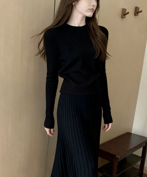L LABEL(エルラベル)の「リブウエスト切替プリーツニット(ニット/セーター・レディース・ブラック/グレー/ホワイト/レッド・FREE)」の20枚目の写真