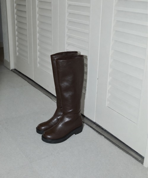 anuke(アンヌーク)の「【anuke/アンヌーク】Ecoleather Long Boots/エコレザーロングブーツ(ブーツ・レディース・ブラック/ダークブラウン・36/37/38)」の1枚目の写真