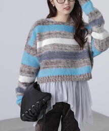 FREE'S MART | ◆マルチボーダー短丈ニット(ニット/セーター)