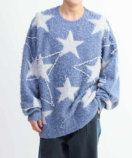 CONVERSE TOKYO(コンバーストウキョウ)の「STAR★ ALLOVER STITCH KNIT PULLOVER(ニット/セーター・レディース・ブラック/グレー/ブルー・SMALL/MEDIUM)」の3枚目の写真