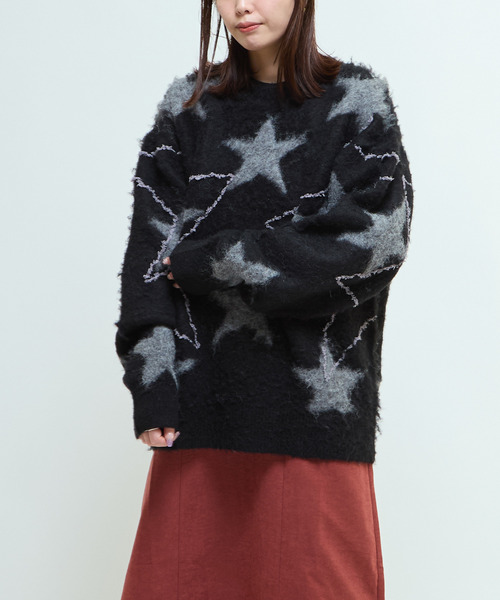 CONVERSE TOKYO(コンバーストウキョウ)の「STAR★ ALLOVER STITCH KNIT PULLOVER(ニット/セーター・レディース・ブラック/グレー/ブルー・SMALL/MEDIUM)」の11枚目の写真