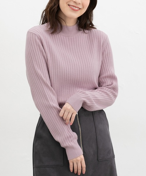 Honeys（ハニーズ）の「【ハニぽか・ダイナホット・ウォッシャブル】あったかリブ編ハイネック（ニット/セーター・レディース・ブラック/ベージュ/グリーン/オレンジ/イエロー/アイボリー/ブルー/ミント/ピンク・L/M/S/LL）」の8枚目の写真