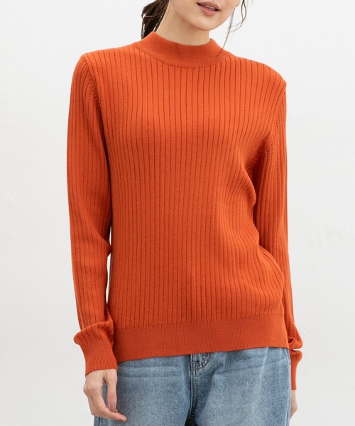 Honeys（ハニーズ）の「【ハニぽか・ダイナホット・ウォッシャブル】あったかリブ編ハイネック（ニット/セーター・レディース・ブラック/ベージュ/グリーン/オレンジ/イエロー/アイボリー/ブルー/ミント/ピンク・L/M/S/LL）」の9枚目の写真