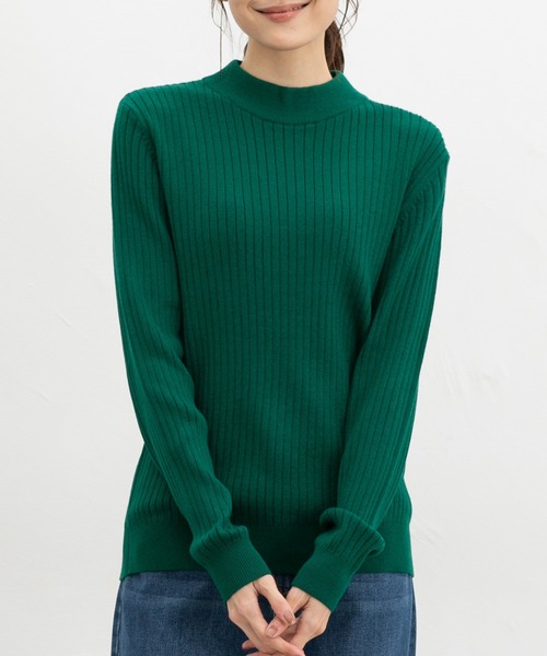 Honeys（ハニーズ）の「【ハニぽか・ダイナホット・ウォッシャブル】あったかリブ編ハイネック（ニット/セーター・レディース・ブラック/ベージュ/グリーン/オレンジ/イエロー/アイボリー/ブルー/ミント/ピンク・L/M/S/LL）」の4枚目の写真