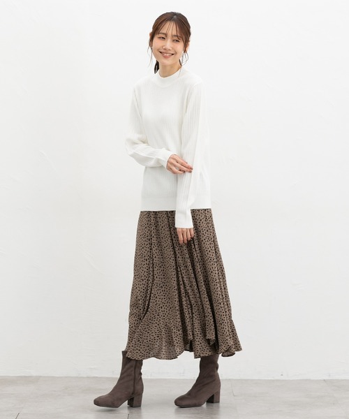 Honeys（ハニーズ）の「【ハニぽか・ダイナホット・ウォッシャブル】あったかリブ編ハイネック（ニット/セーター・レディース・ブラック/ベージュ/グリーン/オレンジ/イエロー/アイボリー/ブルー/ミント/ピンク・L/M/S/LL）」の13枚目の写真