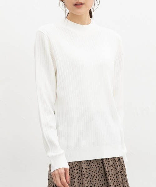 Honeys（ハニーズ）の「【ハニぽか・ダイナホット・ウォッシャブル】あったかリブ編ハイネック（ニット/セーター・レディース・ブラック/ベージュ/グリーン/オレンジ/イエロー/アイボリー/ブルー/ミント/ピンク・L/M/S/LL）」の14枚目の写真