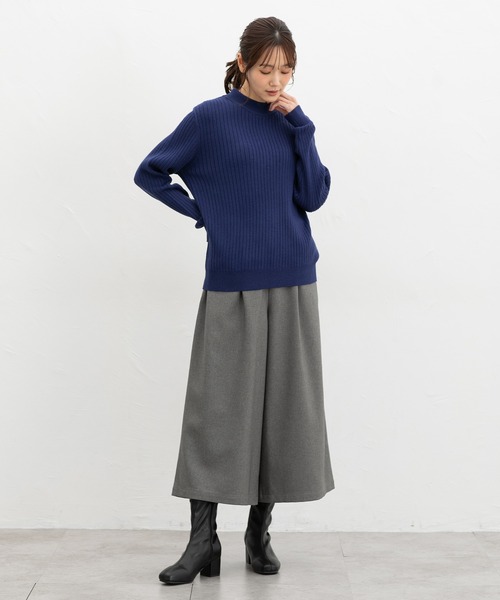 Honeys（ハニーズ）の「【ハニぽか・ダイナホット・ウォッシャブル】あったかリブ編ハイネック（ニット/セーター・レディース・ブラック/ベージュ/グリーン/オレンジ/イエロー/アイボリー/ブルー/ミント/ピンク・L/M/S/LL）」の17枚目の写真