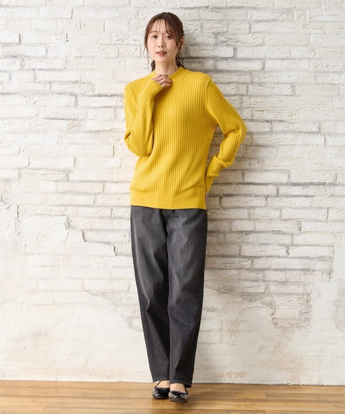 Honeys（ハニーズ）の「【ハニぽか・ダイナホット・ウォッシャブル】あったかリブ編ハイネック（ニット/セーター・レディース・ブラック/ベージュ/グリーン/オレンジ/イエロー/アイボリー/ブルー/ミント/ピンク・L/M/S/LL）」の19枚目の写真