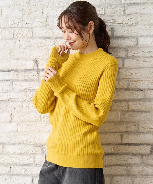 Honeys（ハニーズ）の「【ハニぽか・ダイナホット・ウォッシャブル】あったかリブ編ハイネック（ニット/セーター・レディース・ブラック/ベージュ/グリーン/オレンジ/イエロー/アイボリー/ブルー/ミント/ピンク・L/M/S/LL）」の22枚目の写真