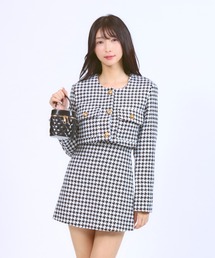 CeLess（セレス）の「Retro U-neck Short Jacket & Skirt / レトロUネックショートジャケット＆スカート（セットアップ）」