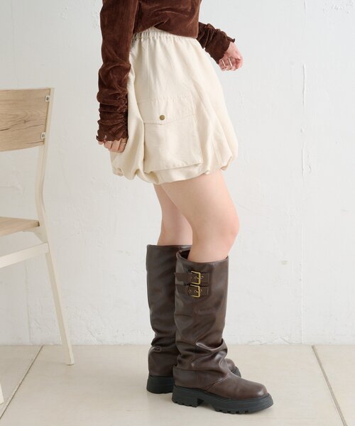 w closet（ダブルクローゼット）の「バルーンカーゴスカート（スカート・レディース・カーキ/ブラック/アイボリー・FREE）」の5枚目の写真