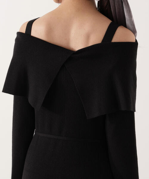 PROPORTION BODY DRESSING（プロポーションボディドレッシング）の「オフショルリブニットワンピース / 1215240112（ワンピース・レディース・ダークグレー/レッド/ブラック・MEDIUM/P/S）」の6枚目の写真