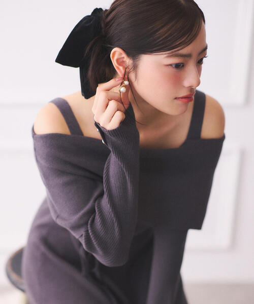 PROPORTION BODY DRESSING（プロポーションボディドレッシング）の「オフショルリブニットワンピース / 1215240112（ワンピース・レディース・ダークグレー/レッド/ブラック・MEDIUM/P/S）」の14枚目の写真