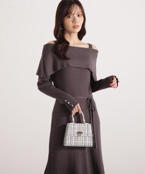 PROPORTION BODY DRESSING（プロポーションボディドレッシング）の「オフショルリブニットワンピース / 1215240112（ワンピース・レディース・ダークグレー/レッド/ブラック・MEDIUM/P/S）」の19枚目の写真