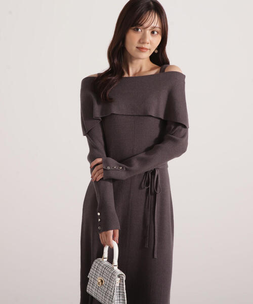 PROPORTION BODY DRESSING（プロポーションボディドレッシング）の「オフショルリブニットワンピース / 1215240112（ワンピース・レディース・ダークグレー/レッド/ブラック・MEDIUM/P/S）」の20枚目の写真