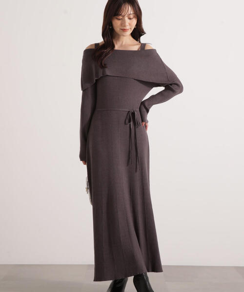 PROPORTION BODY DRESSING（プロポーションボディドレッシング）の「オフショルリブニットワンピース / 1215240112（ワンピース・レディース・ダークグレー/レッド/ブラック・MEDIUM/P/S）」の21枚目の写真